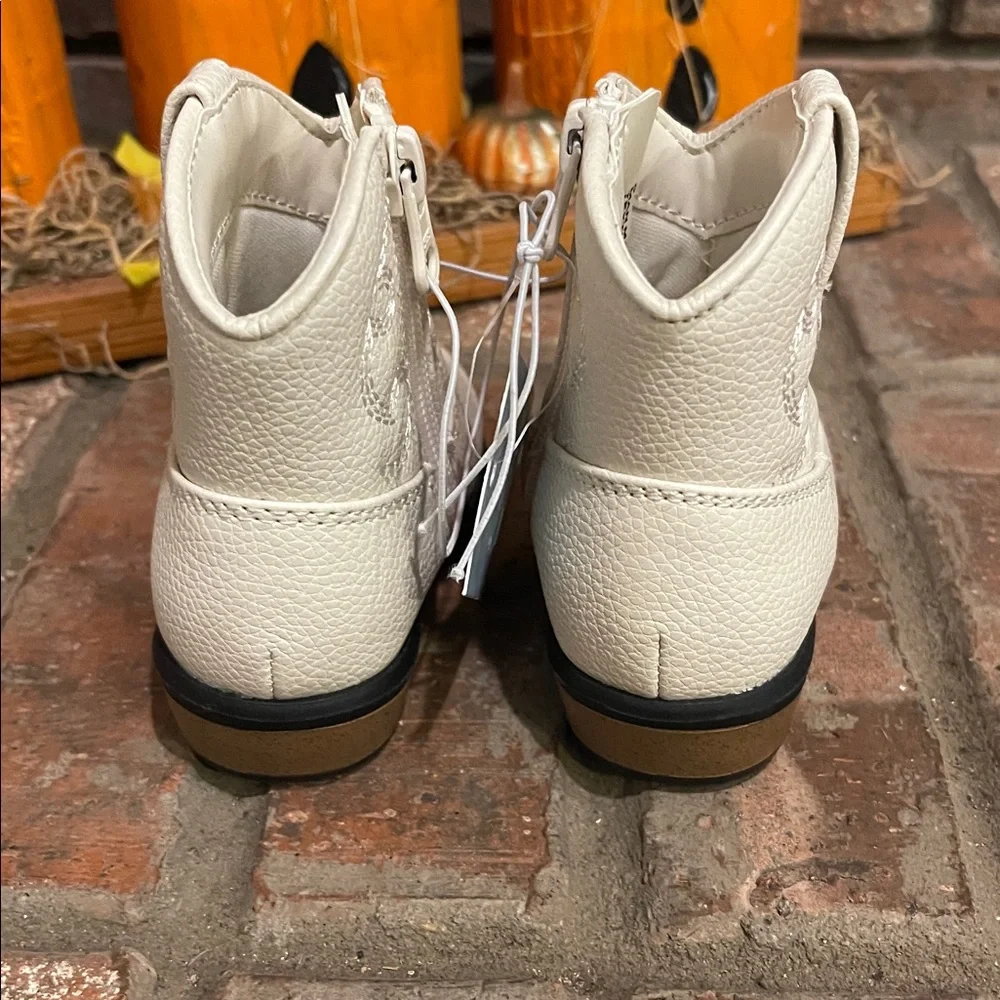 Kids Cream Ankle Zip Western Boots